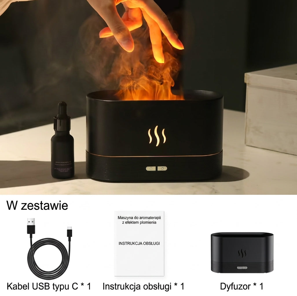 Nawilżacz powietrza USB z efektem płomienia